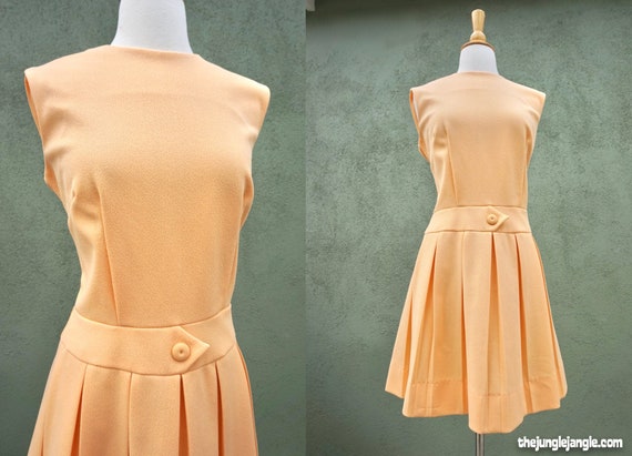 Vintage 1960s Sleeveless Pleated Mini Dress In Apr