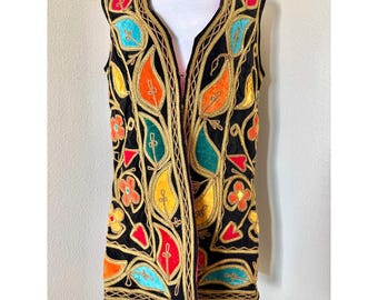 Gilet afgano vintage anni '60 in velluto ricamato / Gilet unisex stile boho per festival