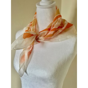 Vintage 1960s Scarf Of In Yellow And Orange Stripes / Vintage Scarves / Retro Scarves / Subtle Striped Scarf