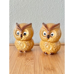 Vintage Mid Century Ceramic Owl Salt and Pepper Shakers - Made in Japan