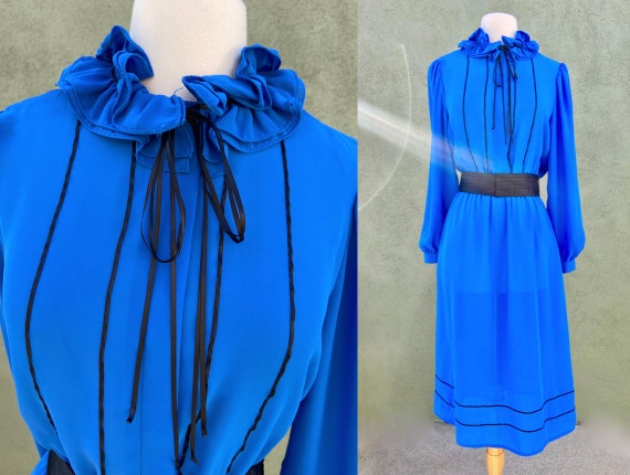 Vintage 1970s Howard Wolf Bright Blue Prairie Dres