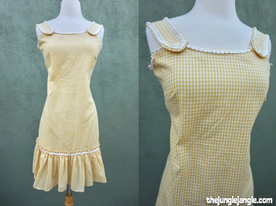 Vintage 1960s Yellow Sleeveless Midi Dress / 60s D