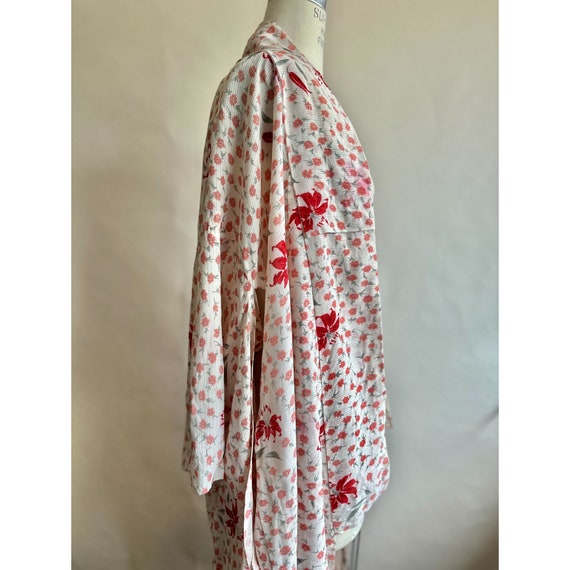 Vintage 1970s Silk Kimono In Red And Cream With L… - image 3