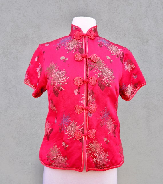 Vintage 1960s Chinese Silk Top With Frog Button Detai… - Gem