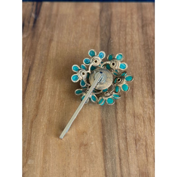 Vintage 1960s Green Flower Hair Pin With Rhinesto… - image 7