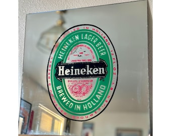 Vintage Mid Century Heineken Beer Mirror Sign - Holland Lager (12x12)