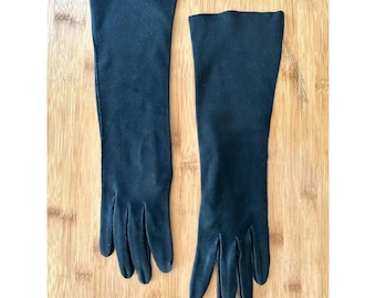 Vintage 1960s Black Suedette Gloves In XS / XS Small Vintage Gloves / Black Retro Gloves / Retro Gloves / 60s Formal Gloves