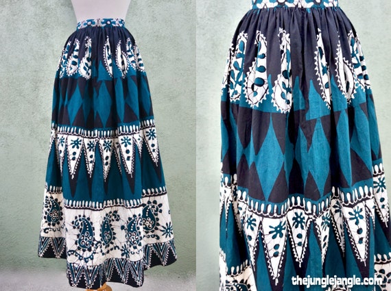 Vintage 1960s Teal And Black Pseudo Argyle Print M