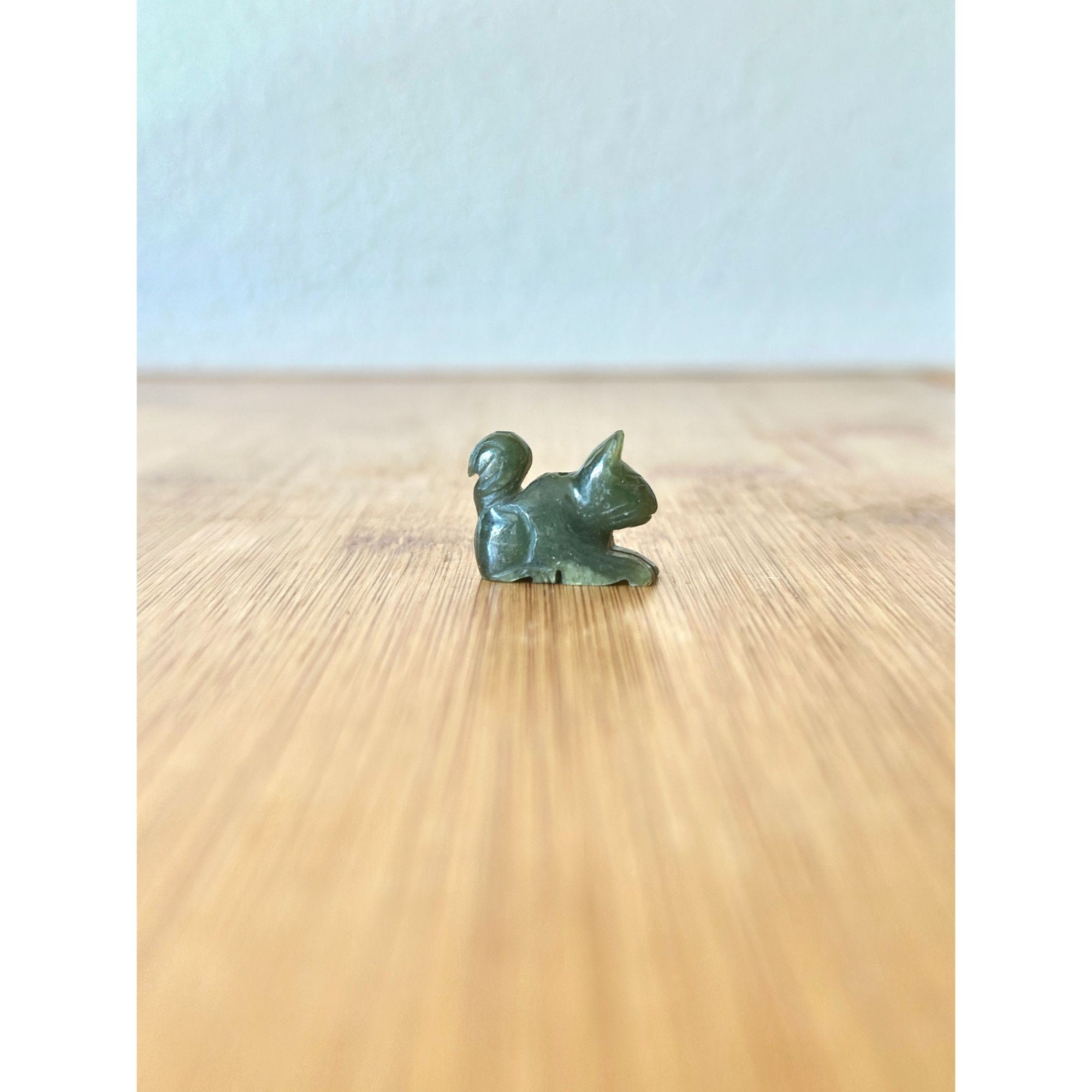 Vintage 1960s Carved Nephrite Jade Miniature Squirrel Pendant / Nephrite Jade Jewelry / Jade Jewelry / Miniature Squirrel Jewlery