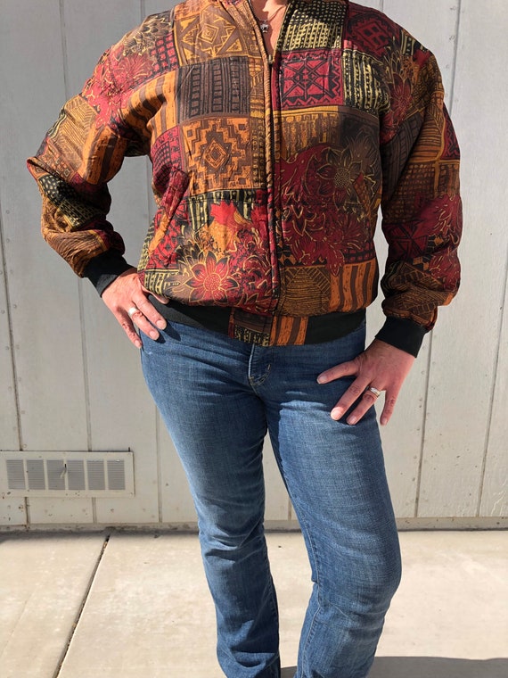 1980s vintage Silk Bomber Jacket by Options Melros