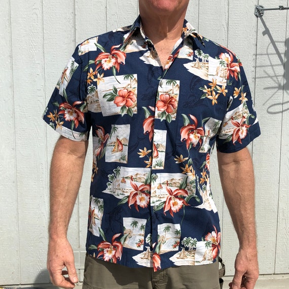 Vintage Hawaiian Tiki Shirt Campia Moda