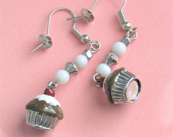 Cupcake Pendientes Dulces Golosinas Joyería 925 Plata Lindo Cupcake Colganes Mujer Novedad Pendientes Chica Diversión Joyería Dulce Tema