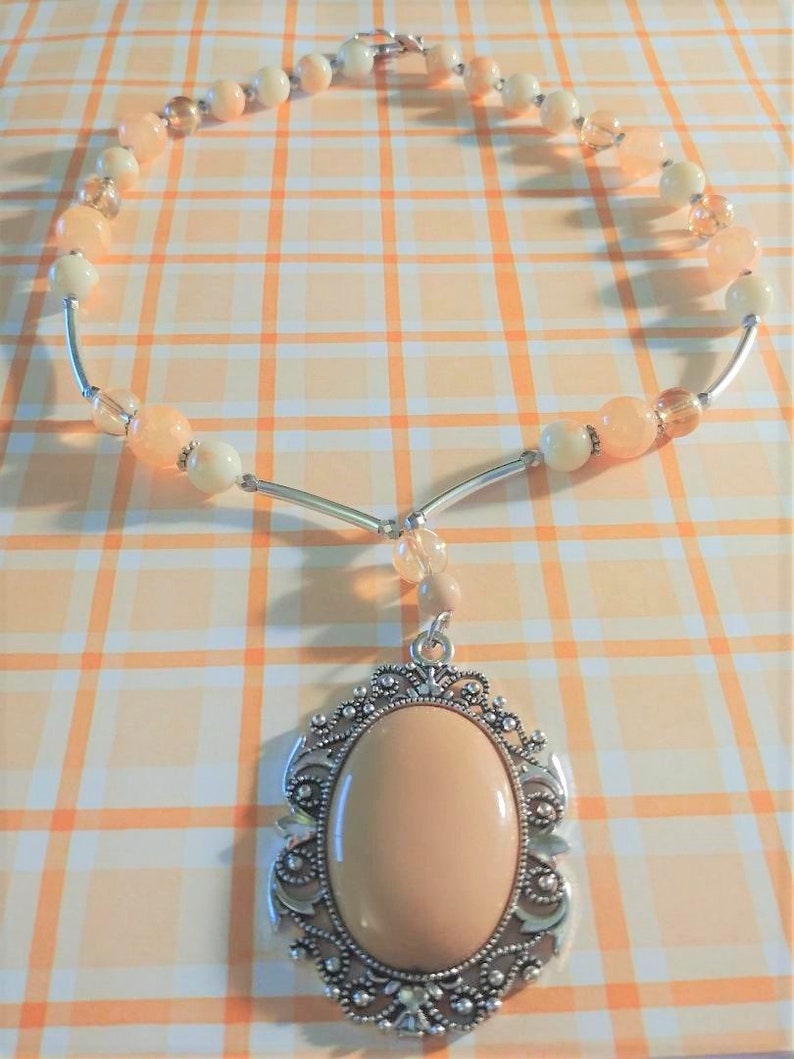 Vintage Pendant Vintage Peach Necklace Victorian Necklace Peach Necklace for Women Peach Pendant Necklace Apricot Necklace