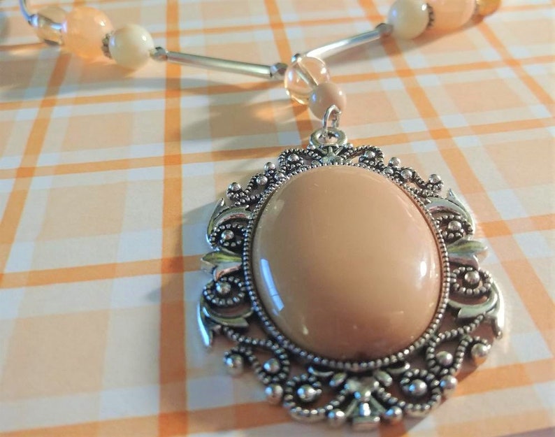 Vintage Pendant Vintage Peach Necklace Victorian Necklace Peach Necklace for Women Peach Pendant Necklace Apricot Necklace