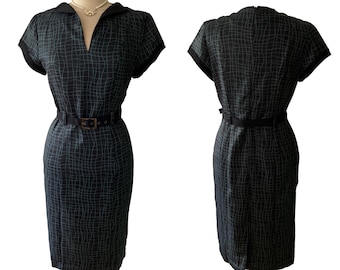 Plus Size 50s Black Green Curve Vintage Pencil Wiggle Dress True To Size 22 24 26 Retro Pin Up
