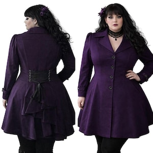 Cappotto Steampunk viola taglie forti: giacca da equitazione in stile gotico vittoriano (18-32)