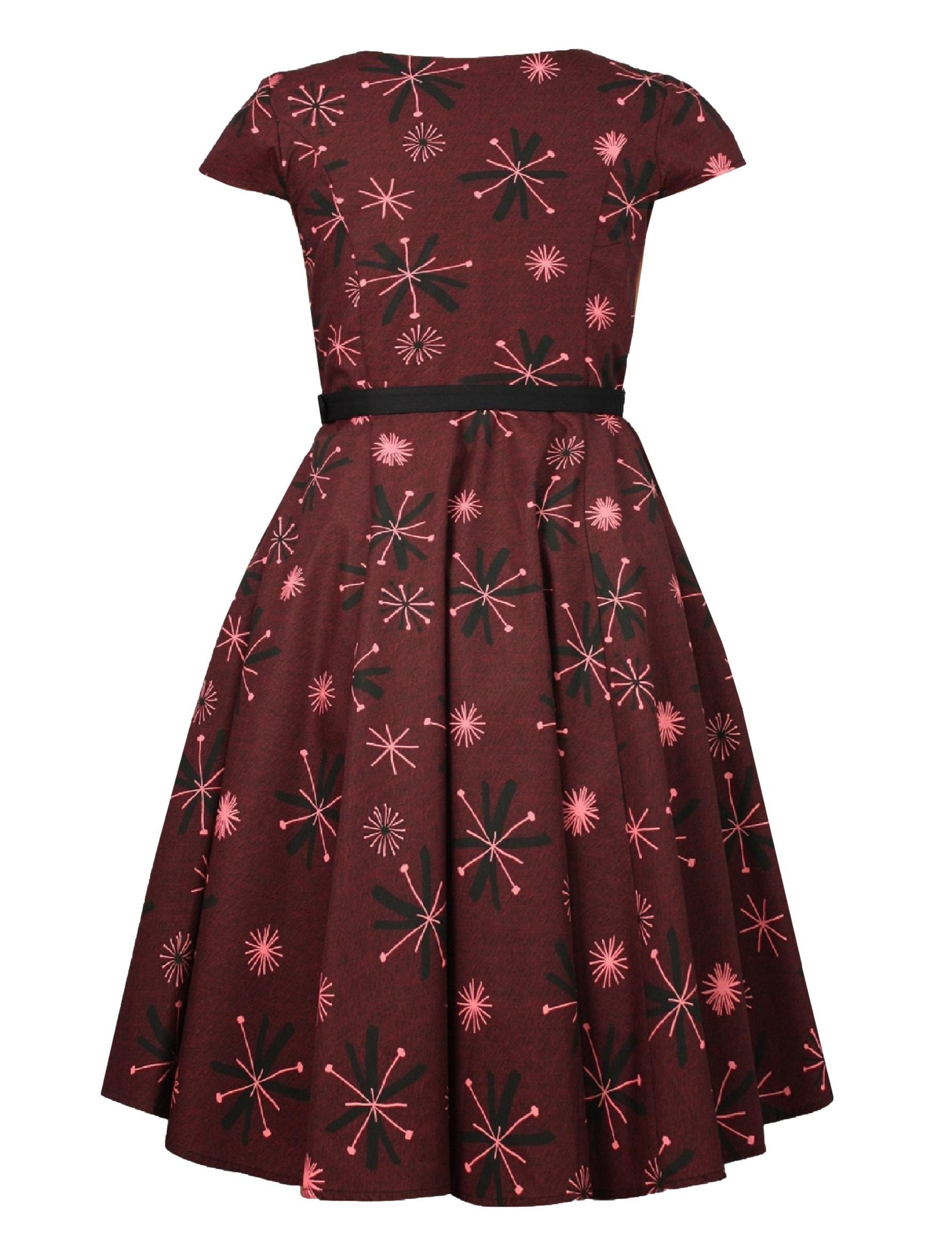 burgundy rockabilly dress Tess Burgundy Red Lace Sleeved Dress by Dolly and Dotty