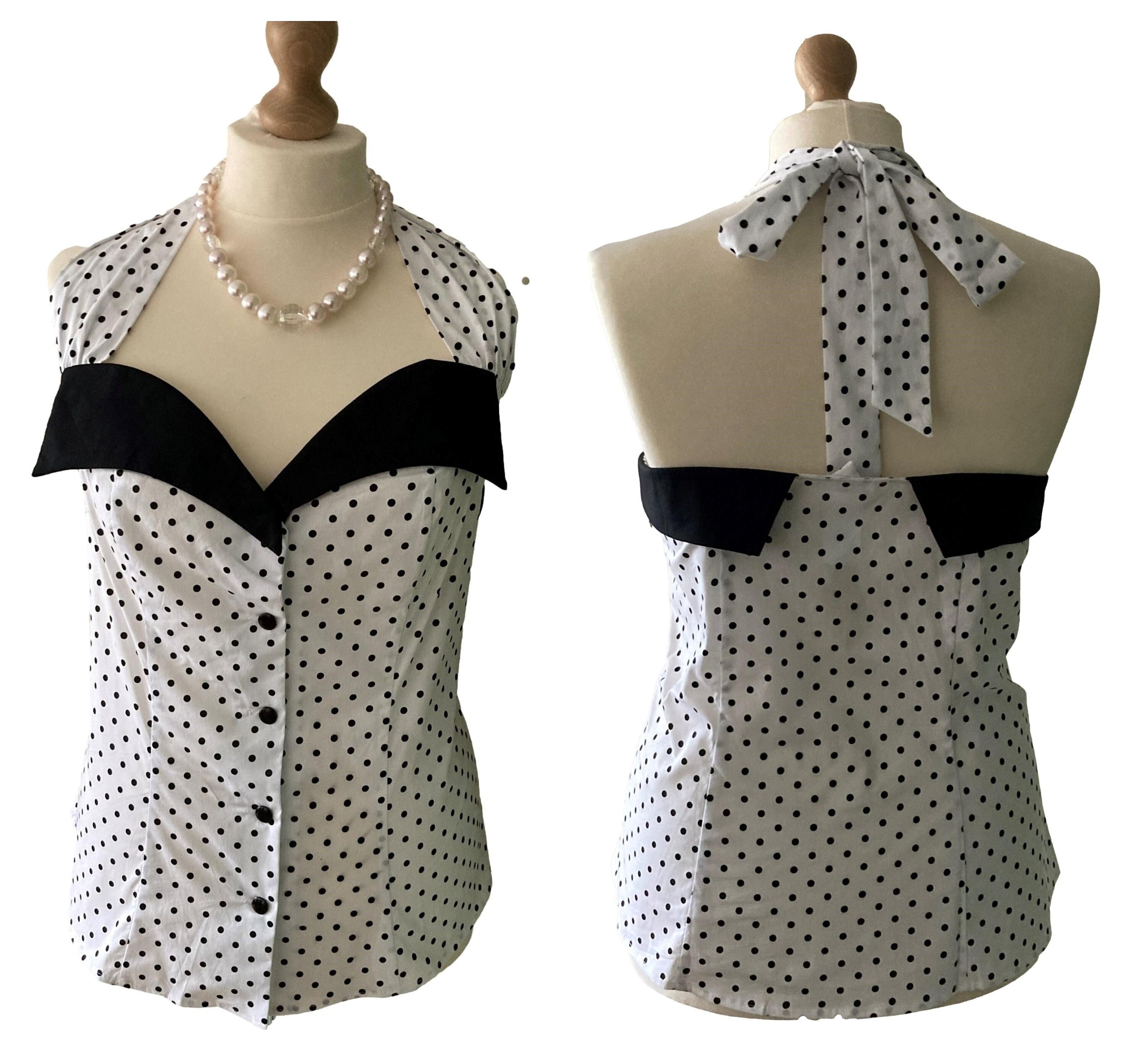 Plus size black and white polka dot blouse 2025