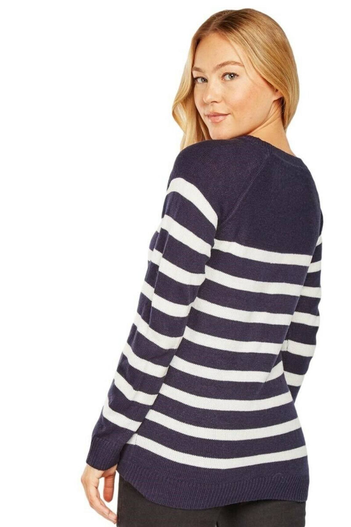 Plus Size Jumper Navy & White Striped Nautical Button Jumper | Etsy