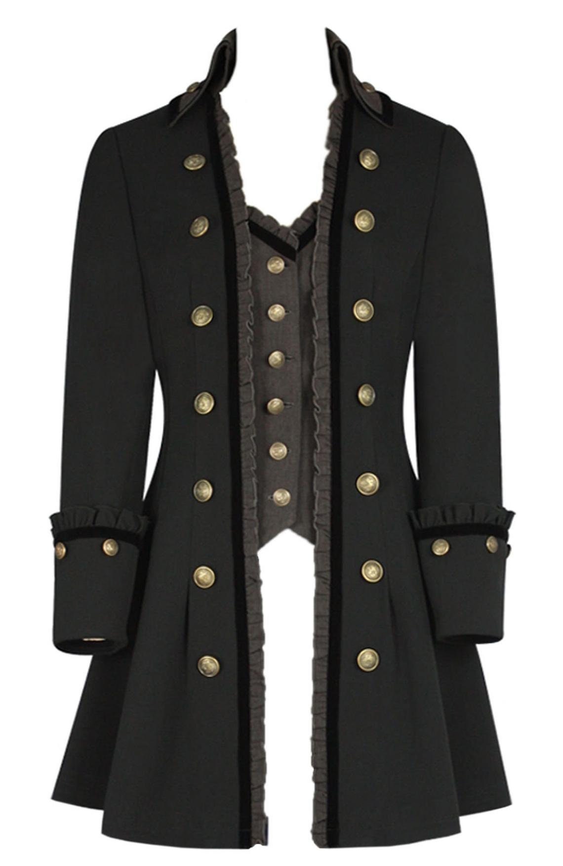 PLUS Size Steampunk Gothic Military Jacket Coat Grey Black | Etsy