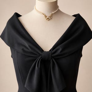 Plus Size 1950s Style Black Pencil Dress, Vintage Collar 26 28 30 32 image 4