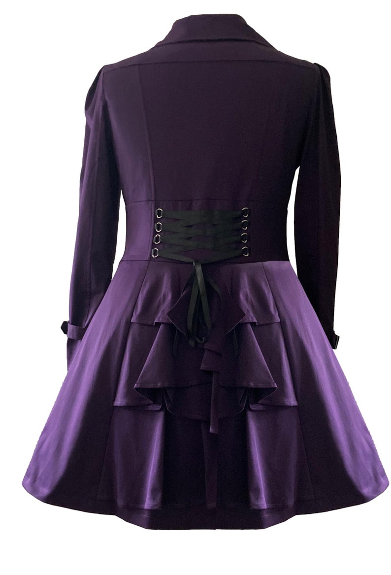 18-30 ans, grande taille, veste d'équitation victorienne violette, manteau à volants gothique steampunk, veste entièrement doublée, taille fidèle au Royaume-Uni 18 20 22 24 26 28 30 image 3