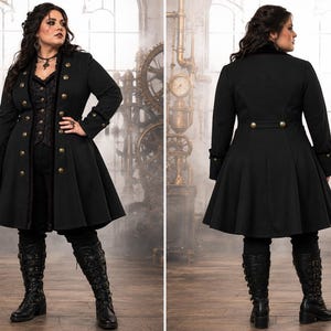 Chaqueta militar gótica steampunk talla 20 (Reino Unido) gris y negra (última unidad)