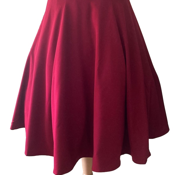 Plus Size Red Swing Rockabilly 1950s Vintage Inspired Skirt UK 20 22 24 26 28