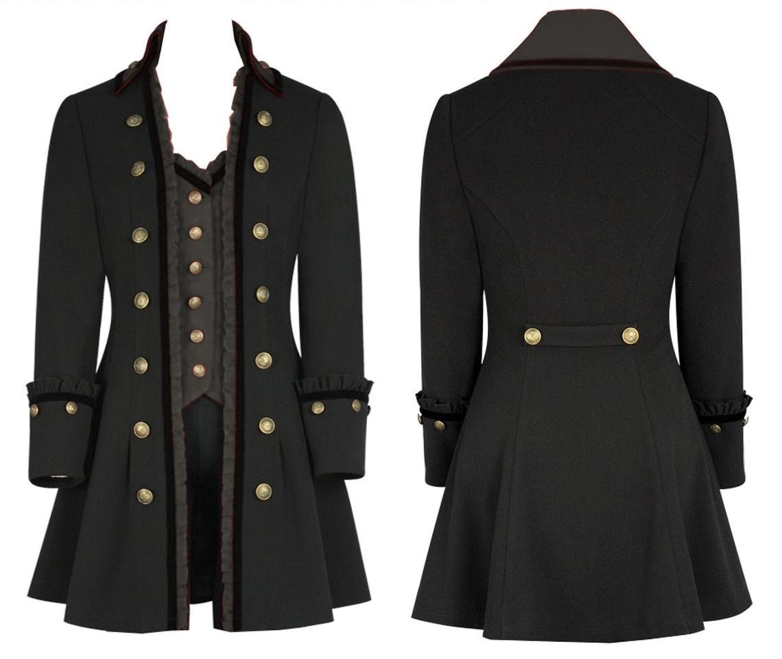 PLUS Size Steampunk Gothic Military Jacket Coat Grey Black | Etsy