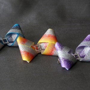 Mädchen Glitter Haarschleifen, Mädchen Schwein Schwänze Bögen, große Bögen, Kanzashi Schleife