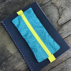 Mäppchen mit Gummiband für Notizbuch oder Kalender, Petrol gelb