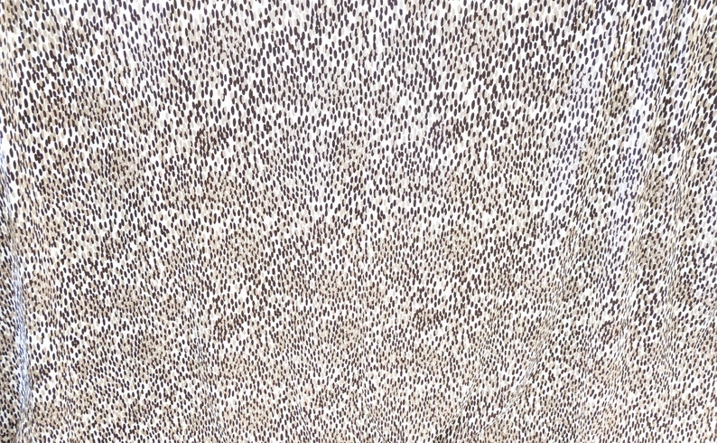 1970/'s Vintage Elliptical Layered Polka Dot Brown and Beige on a White Background Animal Print Knit Polyester Fabric 1 yard 13 by 64 wide
