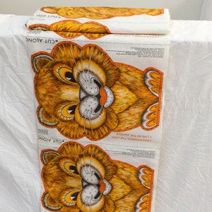 1970's Vintage Lion Pillow Cover Craft Remnant 18" by 15" each side - Beginner Sewing Project Back and Front of Animal- with instructions