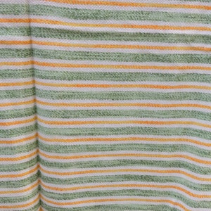1960&#39;s Vintage Striped Green and Orange Cream Wool Medium Weight Fabric 3 yards 30&quot; long by 56&quot; wide Flexible woolen in very 60&#39;s colors