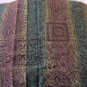 1960&#39;s vintage medallion paisley cotton fabric 2 yards in length by 42&quot; wide olive mustard brown black print Boys room material