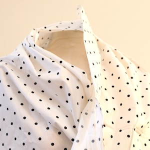 1950&#39;s vintage bright white  black small polka dots 100% cotton dress weight fabric 1 yards 15&quot; by 36&quot; wide Very good for little dress