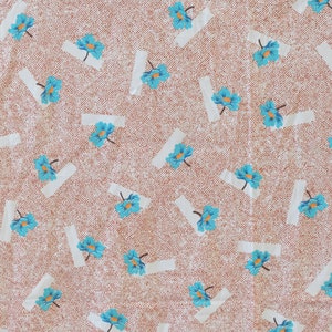 1970&#39;s Vintage Pretty Bright Fun Perfect Brown and Turquoise Print Slinky Thin Knit Polyester Fabric 2 yards 15&quot; by 58&quot; Wide Summery