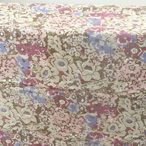 1970&#39;s Vintage Needlepoint Tapestry Style Print Summer Cotton Fabric  Purple, Grey, White, Black  93&quot; long by 45&quot; wide Prairie Hippie Vibe