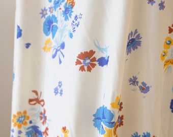 1970 crema increíble vintage con estampado floral bonito slinky poliéster punto peso peso tela 5 yardas de largo por 54" de ancho para el vestido de verano