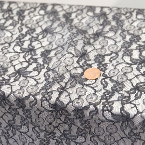1970&#39;s vintage black lace polyester floral dress weight fabric 1 yard 30&quot; in length by 36&quot; wide non stretch suitable for firmer projects