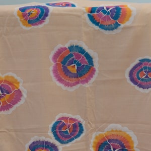1970's Vintage Huge Tie Dye Like Floral Print On Pale Melon Summer Light Sheer Cotton Fabric  4 yards long by 43" wide  Great for Maxi Gown