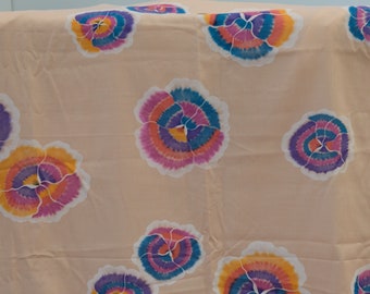 1970's Vintage Huge Tie Dye Like Floral Print On Pale Melon Summer Light Sheer Cotton Fabric  4 yards long by 43" wide  Great for Maxi Gown