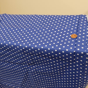 1950&#39;s vintage bright blue with white small polka dots 100% cotton dress weight fabric 3 yards 15&quot; by 36&quot; wide quintessential mid century