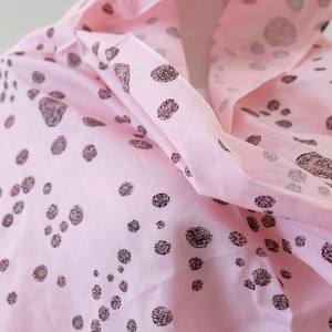 1980&#39;s Vintage Big Black Squiggle Polka Dot Pink Light Summer Cotton Fabric 2 yards long by 36&quot; wide Archetypical 80&#39;s Skirt Dress or Blouse