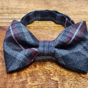 Bow Tie Scottish Wool Tartan, Mens Pre-tied Adjustable, Hebridean Heather