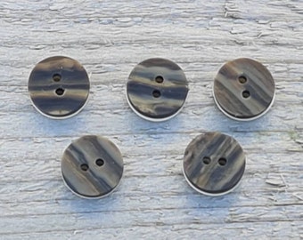 Scottish Brown and Cream Imitation Horn Button - Small Round Buttons x 5 - Kilt waistcoat Buttons