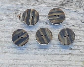 Scottish Brown and Cream Imitation Horn Button - Medium Round Buttons x 5 - Kilt Jacket Buttons