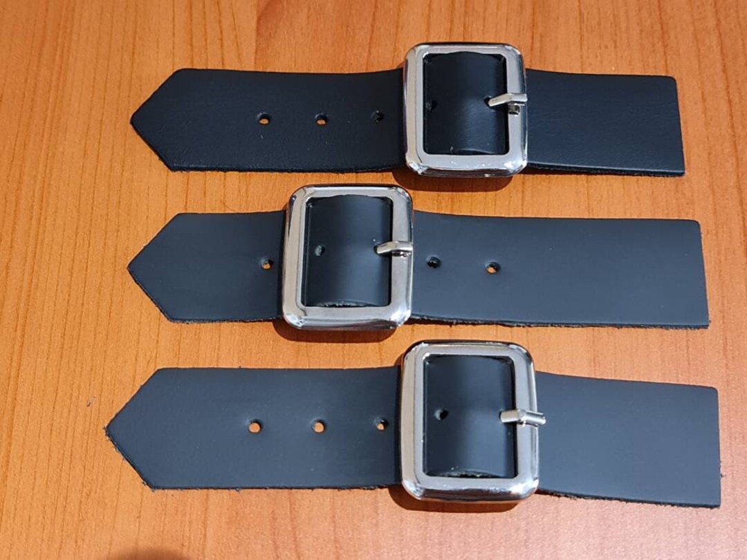 Kilt Buckles and Straps 1.25 Inch Black Leather Straps Metal Buckles