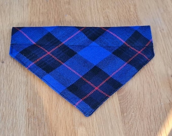 Rangers Tartan Handmade Wool Tartan Dog Bandana: Blue, Black, and Red