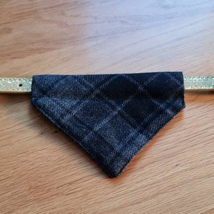 Grey Highlander Tartan Dog Bandana Neckerchief, Tartan Dog Scarf, Tartan Dog Bandana